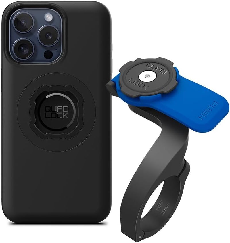 QUAD LOCK Out Front Handlebar Bike Phone Mount (V3) with MAG Phone Case for iPhone 15 Pro Max - Image 1
